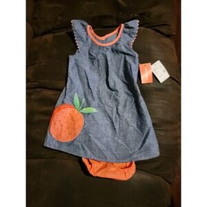 Gymboree pretty peach jean dress‎ size 2t nwt
